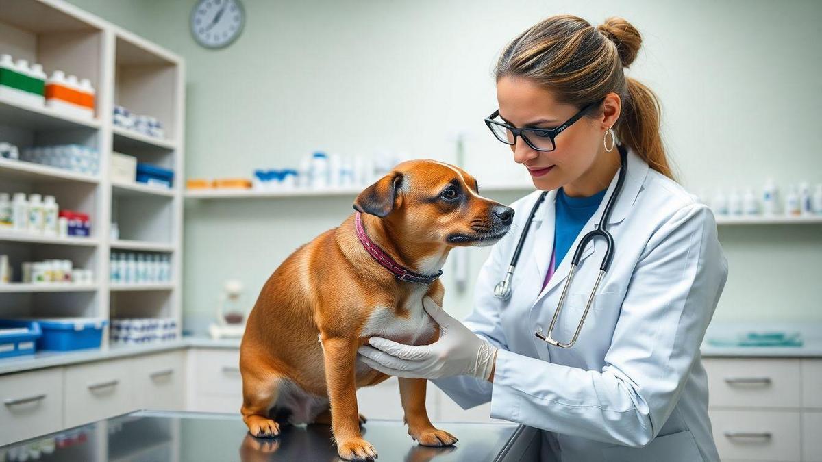 Consultando um veterinário sobre tratamento de pele com fungos